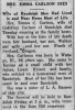 Emma Caroline (Hanson) Carlson obituary 17 Aug 1926